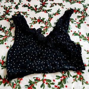 American Eagle Black and White Polka Dotted Crop Top